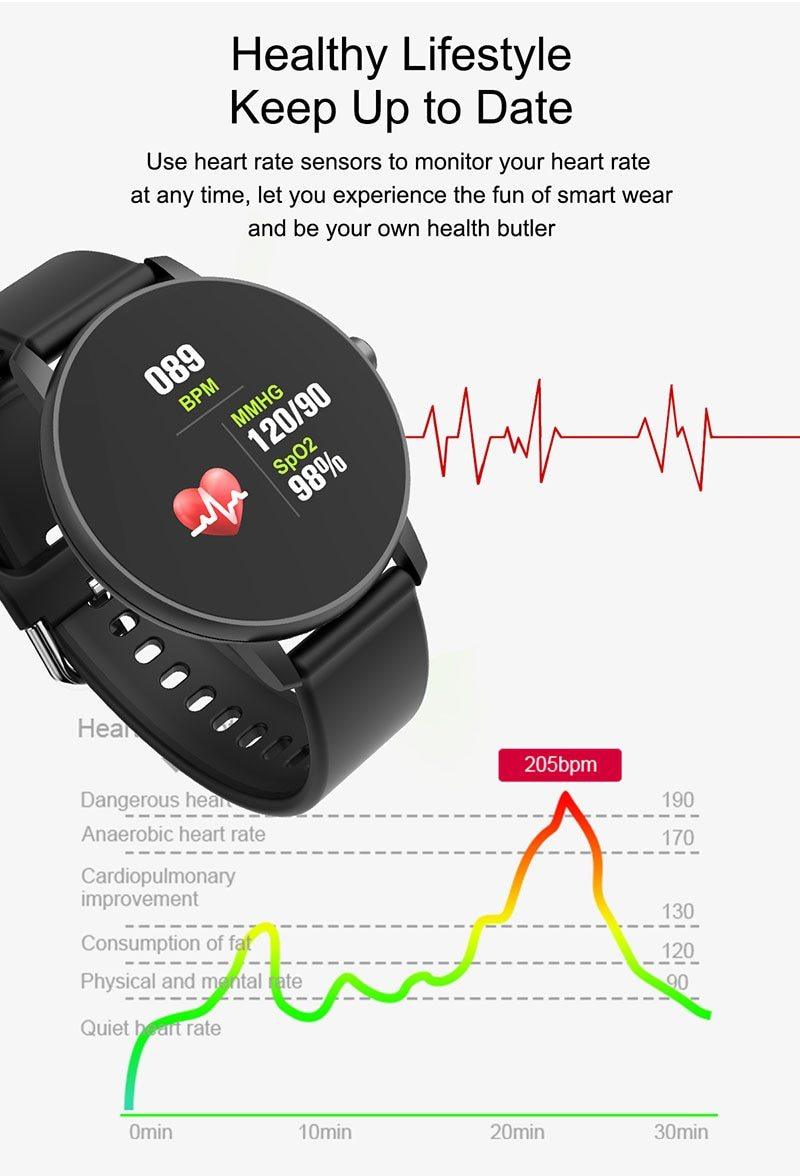 Fashion Fitness Smartwatch Waterproof with Heart Rate Blood Pressure Tracker