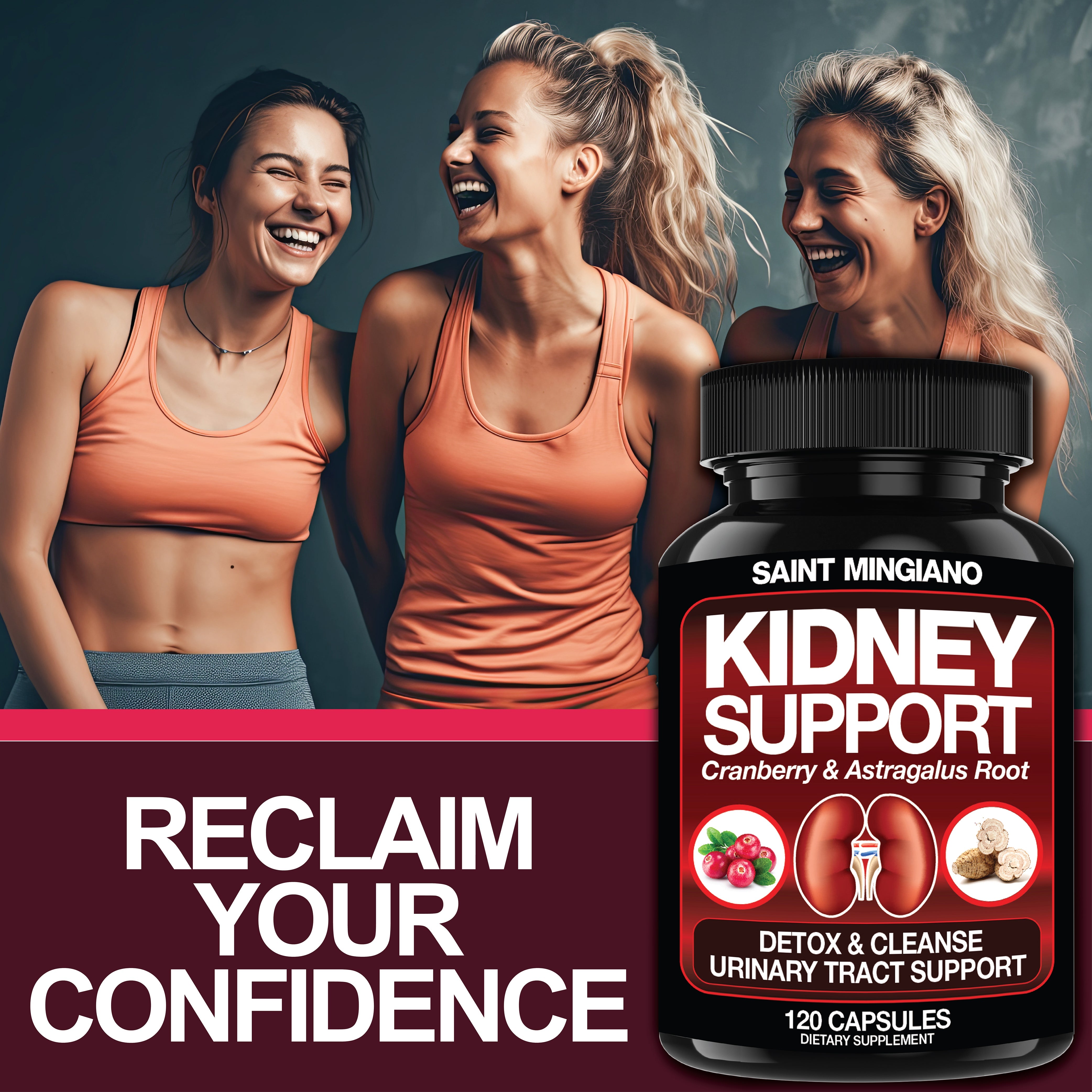 Kidney Support Detox Cleanse Capsules Cranberry Astragalus Root Supplement