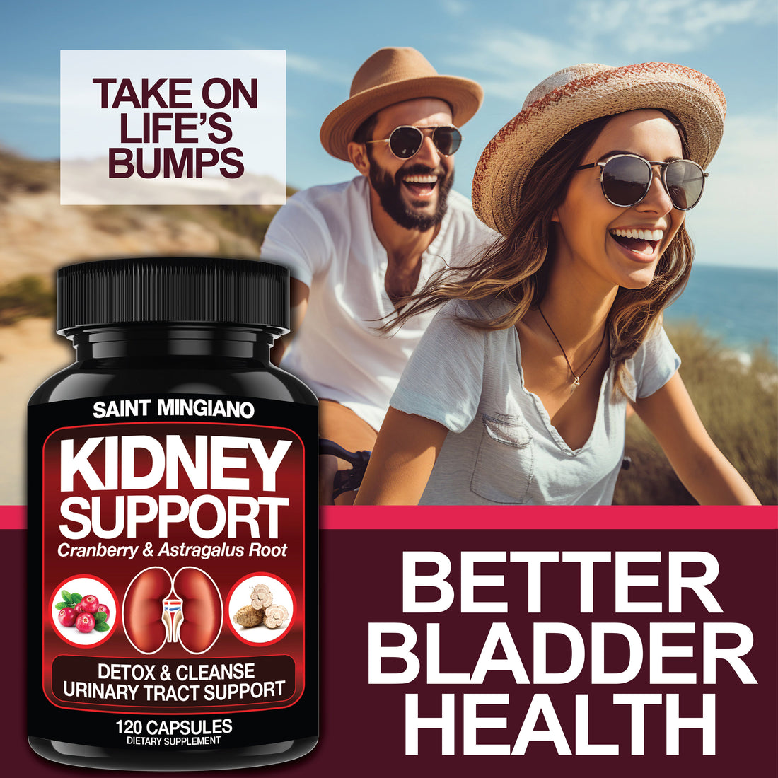 Kidney Support Detox Cleanse Capsules Cranberry Astragalus Root Supplement