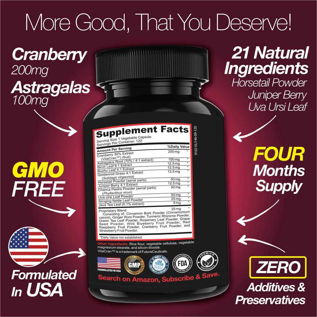 Kidney Support Detox Cleanse Capsules Cranberry Astragalus Root Supplement