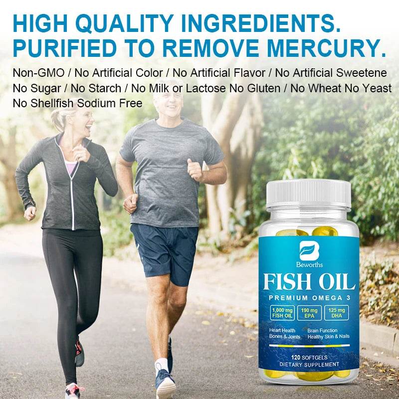 Omega-3 Fish Oil Supplement with EPA DHA for Heart Brain Health