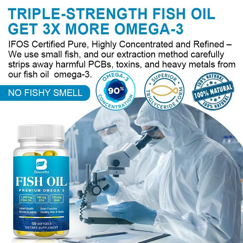 Omega-3 Fish Oil Supplement with EPA DHA for Heart Brain Health