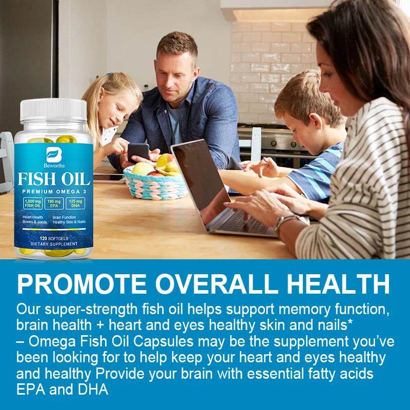 Omega-3 Fish Oil Supplement with EPA DHA for Heart Brain Health