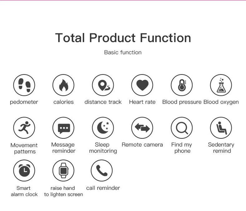 Smart Watch Heart Rate Fitness Tracker Waterproof Touch Screen